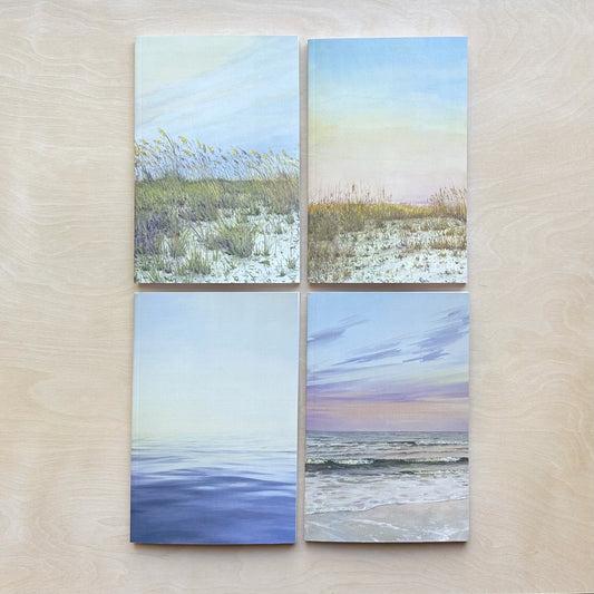 perfect bound lined journal with beach themed cover options