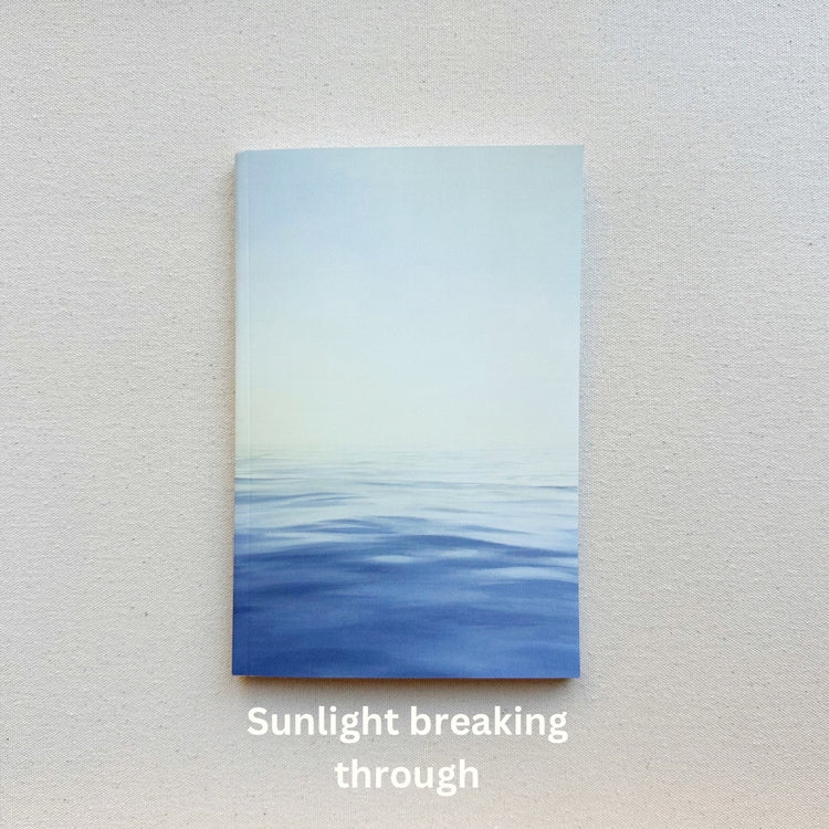 perfect bound lined journal with calm water themed cover option