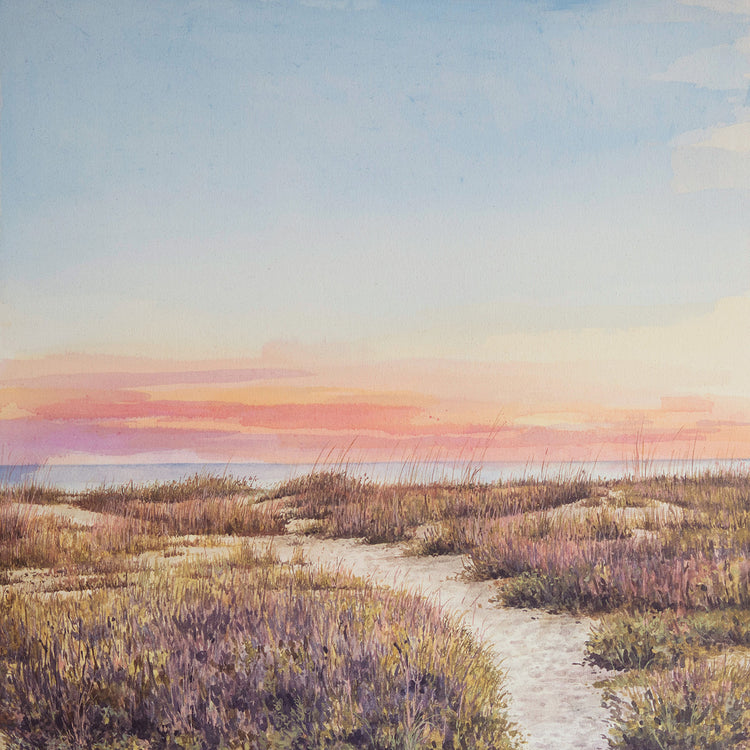 Painting of a beach path leading to the ocean on Sullivans Island